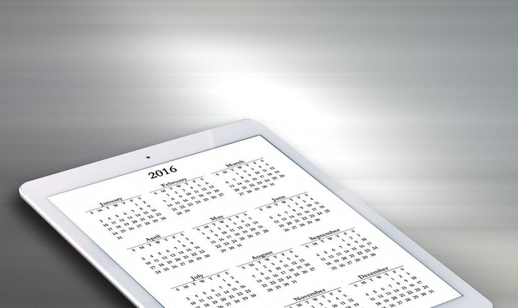 2016 Calendar on tablet
